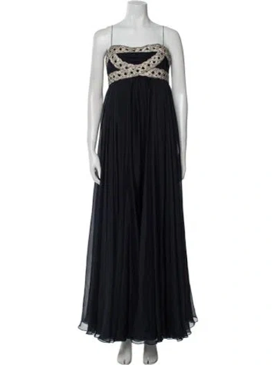 Pre-owned Marchesa Silk Long Dress In Blue