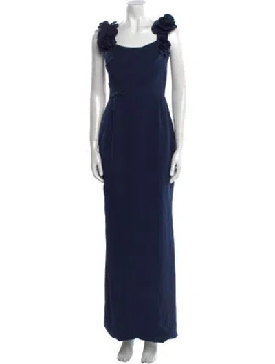 Pre-owned Marchesa Silk Long Dress In Blue