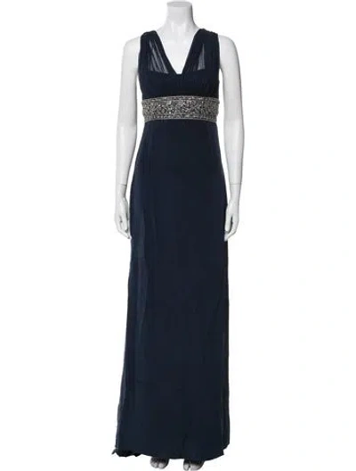 Pre-owned Marchesa Silk Long Dress In Blue