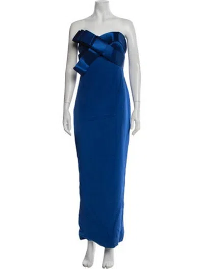 Pre-owned Marchesa Silk Long Dress In Blue