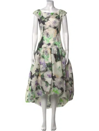 Pre-owned Marchesa Silk Long Dress In Green