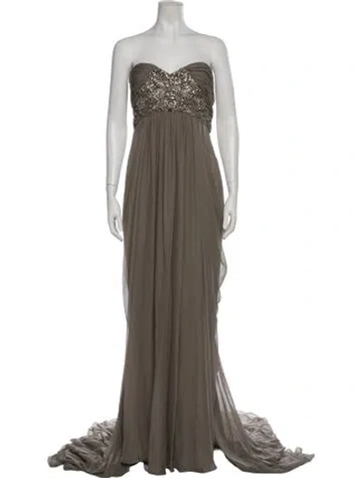 Pre-owned Marchesa Silk Long Dress In Multi