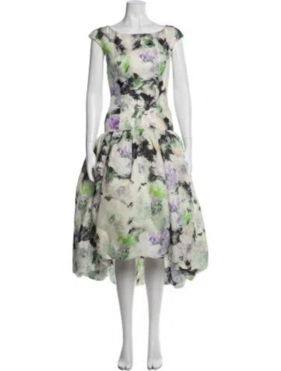 Pre-owned Marchesa Silk Long Dress In Multi