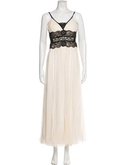 Pre-owned Marchesa Silk Long Dress In Neutral