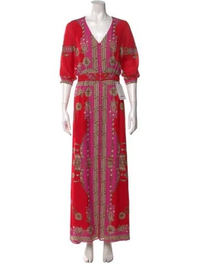 Pre-owned Marchesa Silk Long Dress In Pink