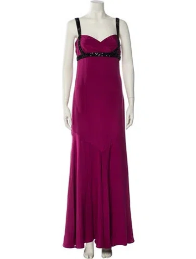 Pre-owned Marchesa Silk Long Dress In Pink