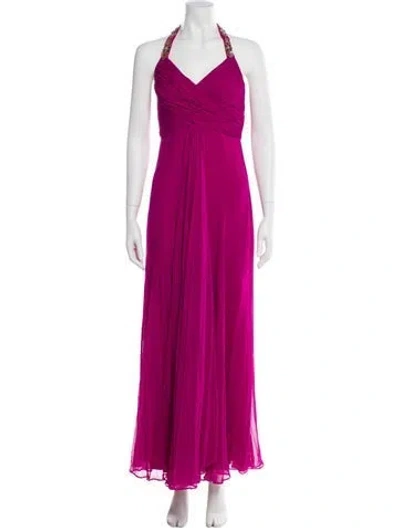 Pre-owned Marchesa Silk Long Dress In Pink