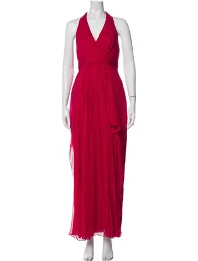 Pre-owned Marchesa Silk Long Dress In Pink