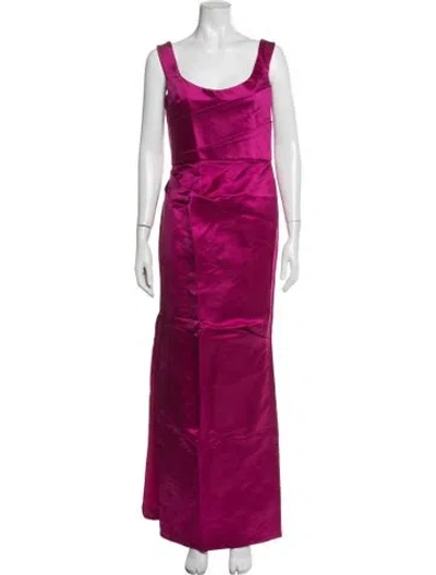Pre-owned Marchesa Silk Long Dress In Pink