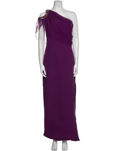 Pre-owned Marchesa Silk Long Dress In Purple