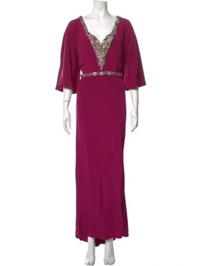 Pre-owned Marchesa Silk Long Dress In Purple