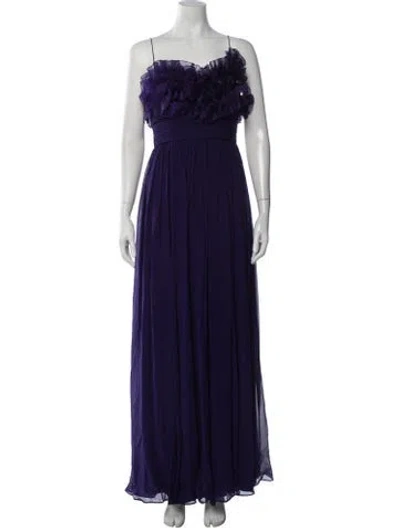 Pre-owned Marchesa Silk Long Dress In Purple