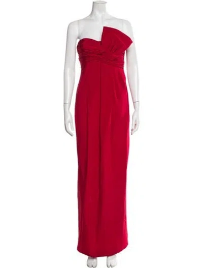 Pre-owned Marchesa Silk Long Dress In Red