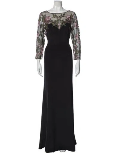Pre-owned Marchesa Silk Long Dress W/ Tags In Gray