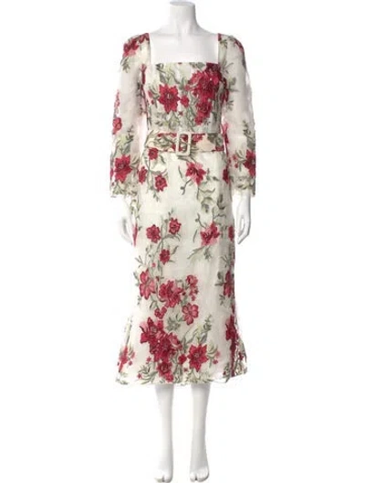 Pre-owned Marchesa Silk Long Dress W/ Tags In Neutral