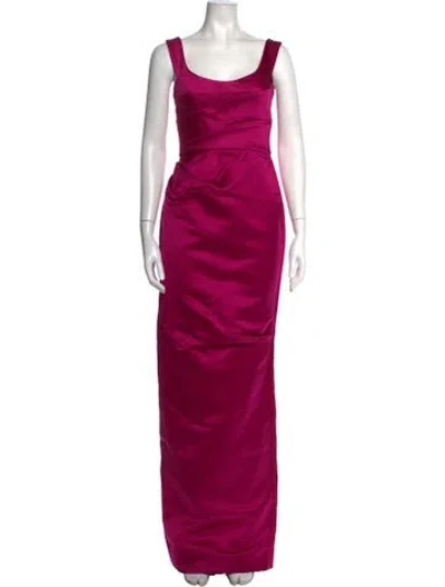 Pre-owned Marchesa Silk Long Dress W/ Tags In Purple