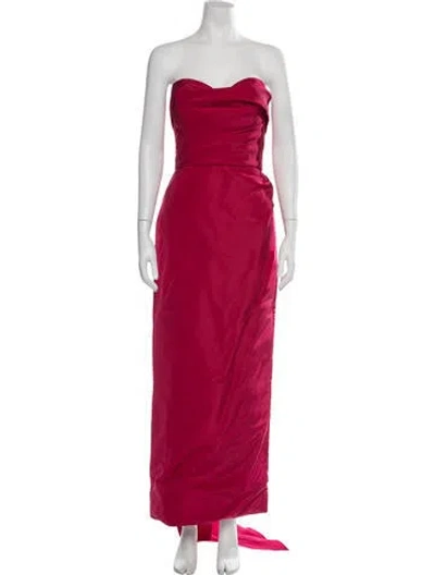 Pre-owned Marchesa Silk Long Dress W/ Tags In Red