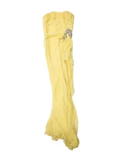 Pre-owned Marchesa Silk Long Dress In Yellow