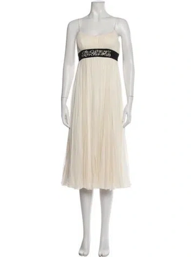 Pre-owned Marchesa Silk Midi Length Dress In Neutral