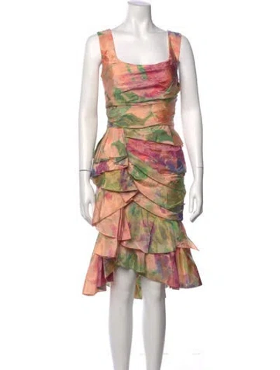 Pre-owned Marchesa Silk Midi Length Dress In Pink
