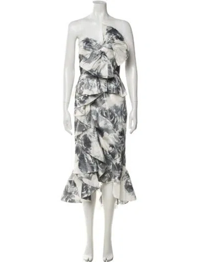 Pre-owned Marchesa Silk Midi Length Dress In White