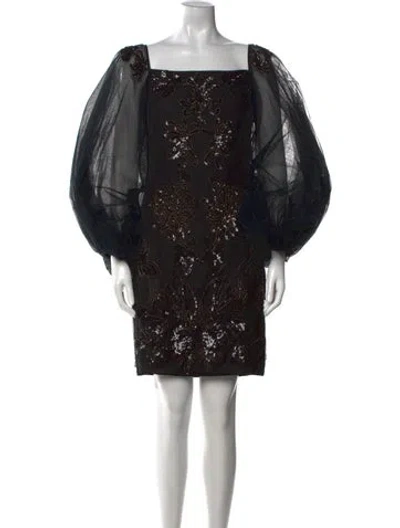 Pre-owned Marchesa Silk Mini Dress In Black