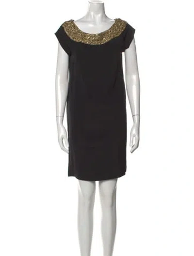 Pre-owned Marchesa Silk Mini Dress In Black