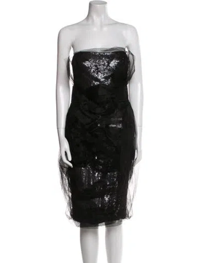 Pre-owned Marchesa Silk Mini Dress In Black