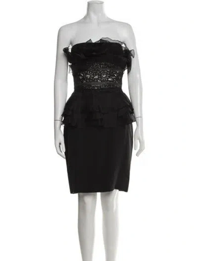 Pre-owned Marchesa Silk Mini Dress In Black