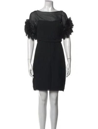 Pre-owned Marchesa Silk Mini Dress In Black