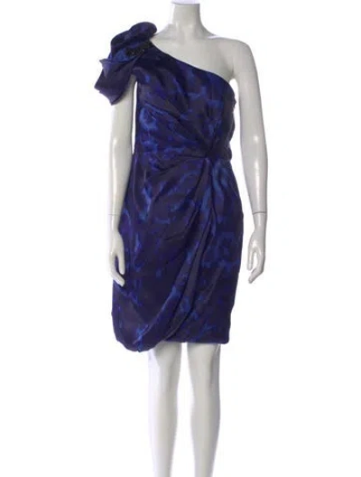 Pre-owned Marchesa Silk Mini Dress In Blue