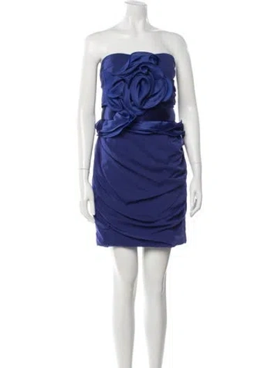 Pre-owned Marchesa Silk Mini Dress In Blue