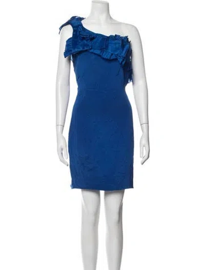 Pre-owned Marchesa Silk Mini Dress In Blue