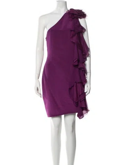 Pre-owned Marchesa Silk Mini Dress In Burgundy