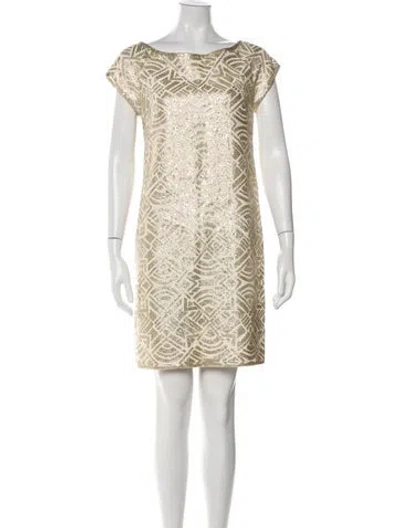 Pre-owned Marchesa Silk Mini Dress In Gold