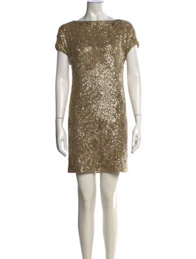 Pre-owned Marchesa Silk Mini Dress In Gold