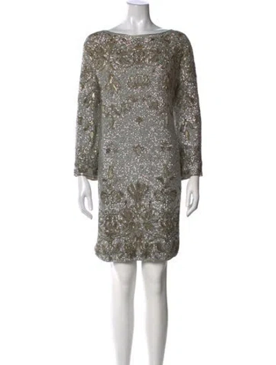 Pre-owned Marchesa Silk Mini Dress In Gold/silver