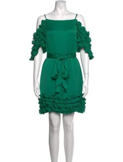 Pre-owned Marchesa Silk Mini Dress In Green