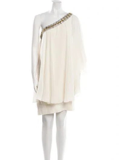 Pre-owned Marchesa Silk Mini Dress In Neutral