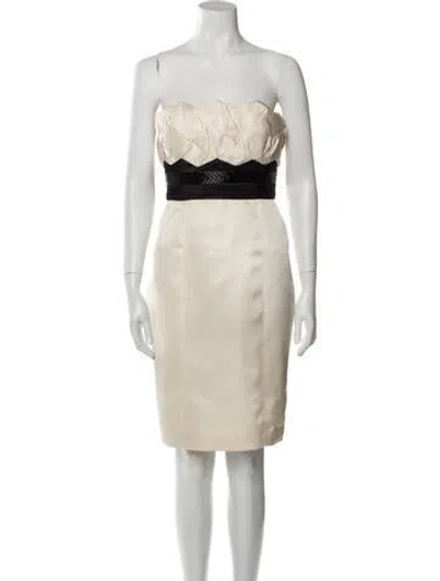 Pre-owned Marchesa Silk Mini Dress In Neutral