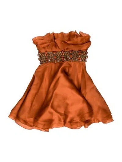 Pre-owned Marchesa Silk Mini Dress In Orange