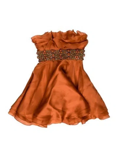 Pre-owned Marchesa Silk Mini Dress In Orange