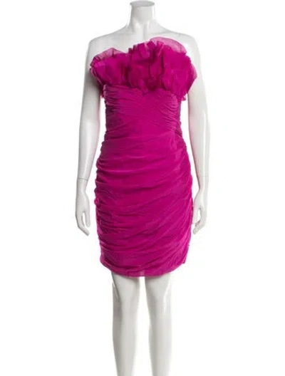 Pre-owned Marchesa Silk Mini Dress In Pink