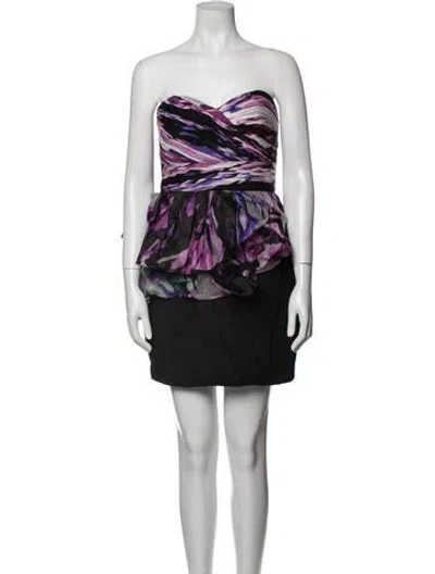 Pre-owned Marchesa Silk Mini Dress In Purple