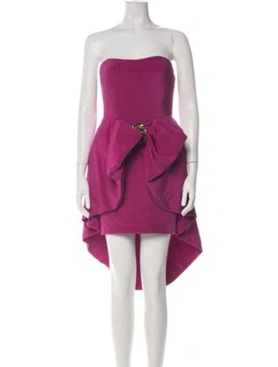 Pre-owned Marchesa Silk Mini Dress In Purple