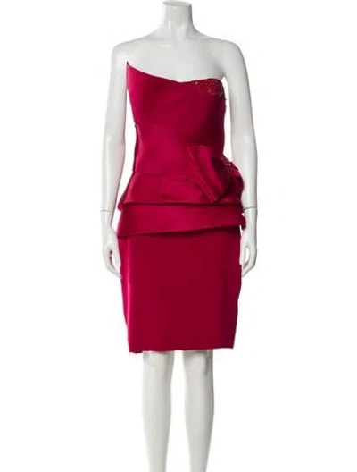 Pre-owned Marchesa Silk Mini Dress In Red