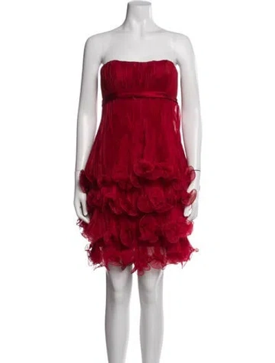 Pre-owned Marchesa Silk Mini Dress W/ Tags In Red