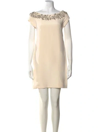 Pre-owned Marchesa Silk Mini Dress In White