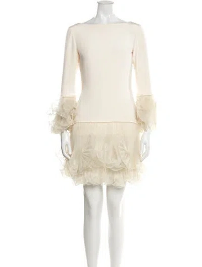 Pre-owned Marchesa Silk Mini Dress In White