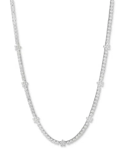 Marchesa Silver-tone Crystal Flower Collar Necklace, 16" + 3" Extender In Metallic